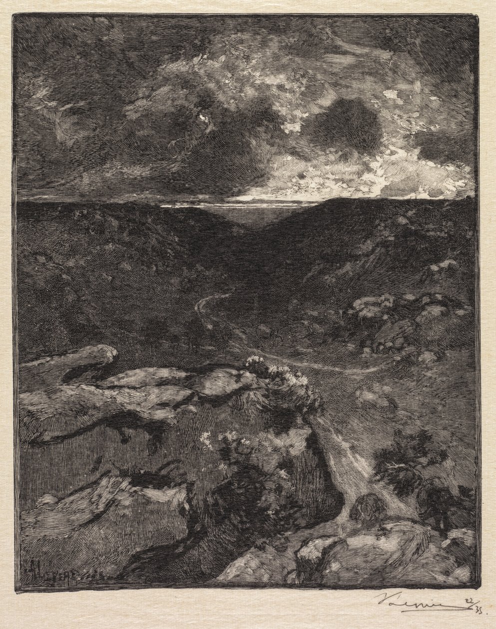 Fontainebleau Ormanı: Franchard Vadisi La Forêt de Fontainebleau: La Vallée de Franchard, 1890. by Auguste Louis Lepère