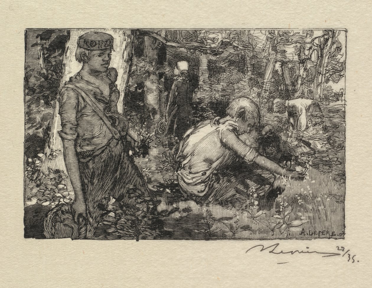 Fontainebleau Ormanı: Vadideki Zambak Topla by Auguste Louis Lepère