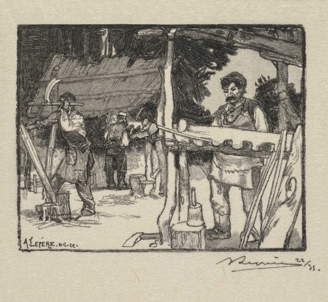 Fontainebleau Ormanı: Çıta Üreticisi La Forêt de Fontainebleau: Le Manufacturer de lattes, 189 by Auguste Louis Lepère