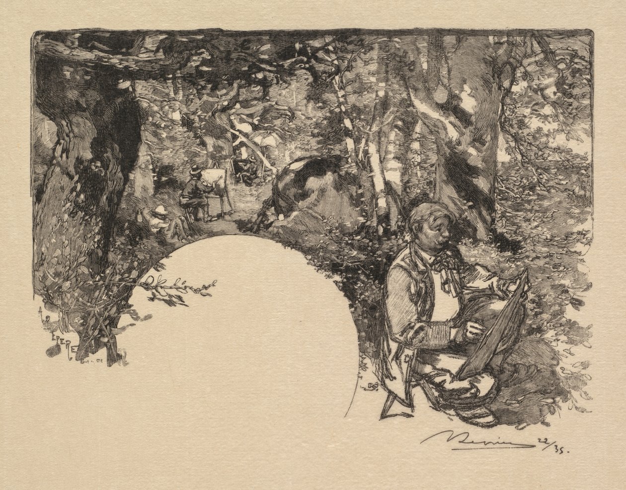Fontainebleau Ormanı: Ressamlar Fontainebleau Ormanı: Ressamlar, 1890. by Auguste Louis Lepère