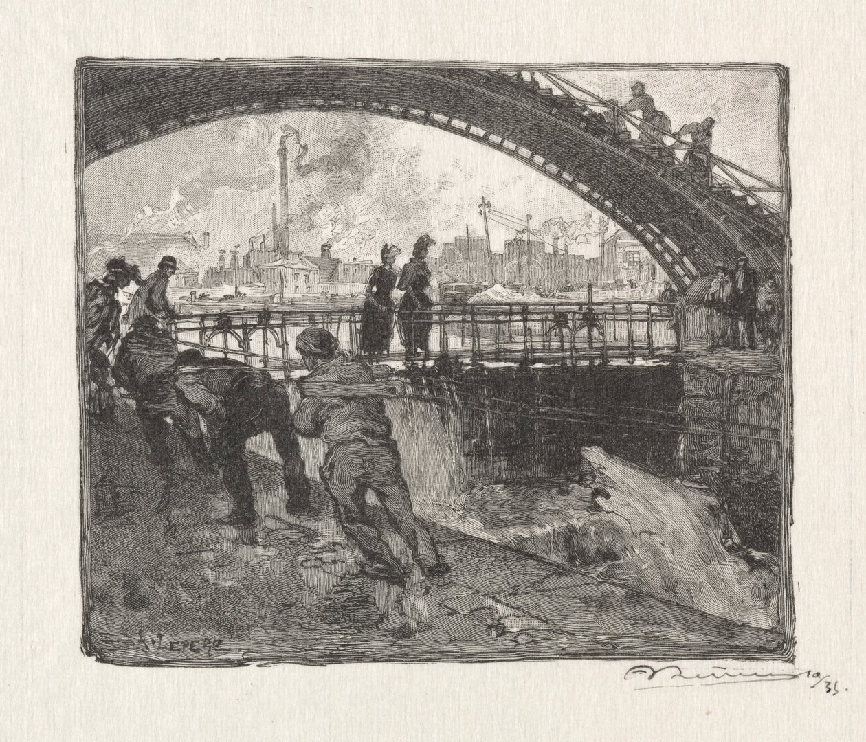 LEcluse du Canal St. Martin, 1890. by Auguste Louis Lepère