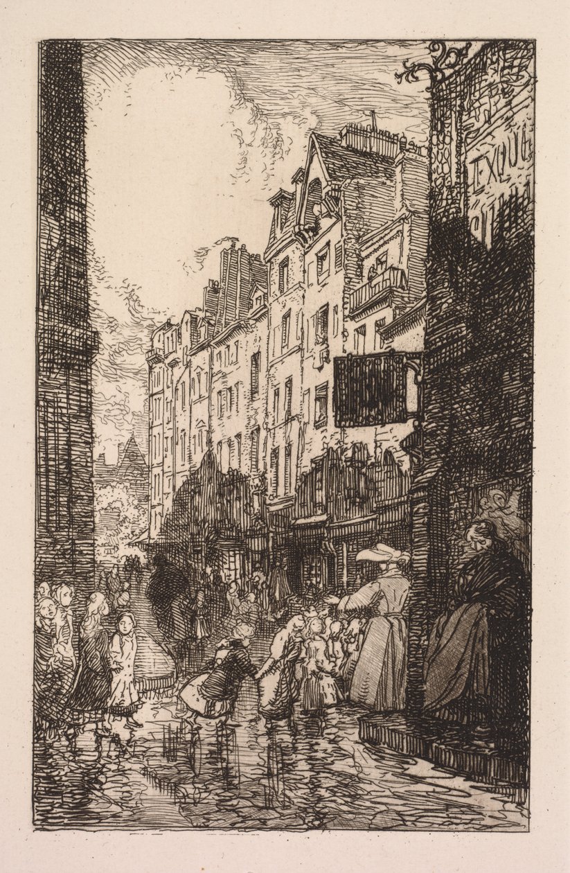 La Biévre, Les Gobelins, Saint-Séverin: Saint-Séverin bölgesi: Rue des Prêtres Saint-Séverin, by Auguste Louis Lepère