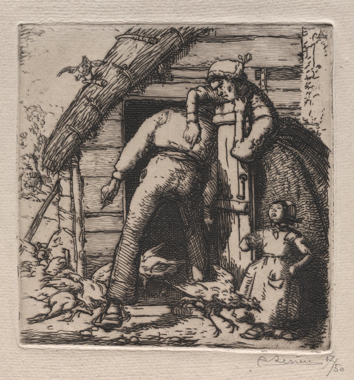 Tavuk Kümesi en büyüğünü yakalar by Auguste Louis Lepère