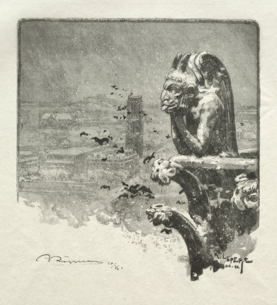 Notre Dame Stryge by Auguste Louis Lepère