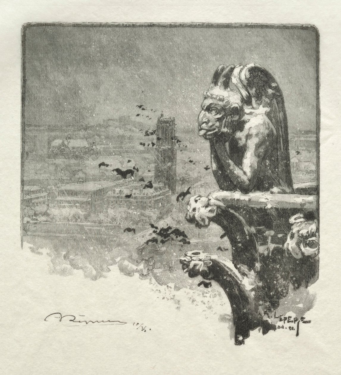 Notre Dame Stryge, 1890. by Auguste Louis Lepère