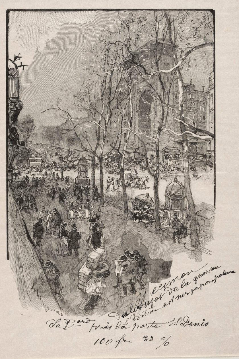 Porte St. Denis yakınlarındaki Boulevards by Auguste Louis Lepère