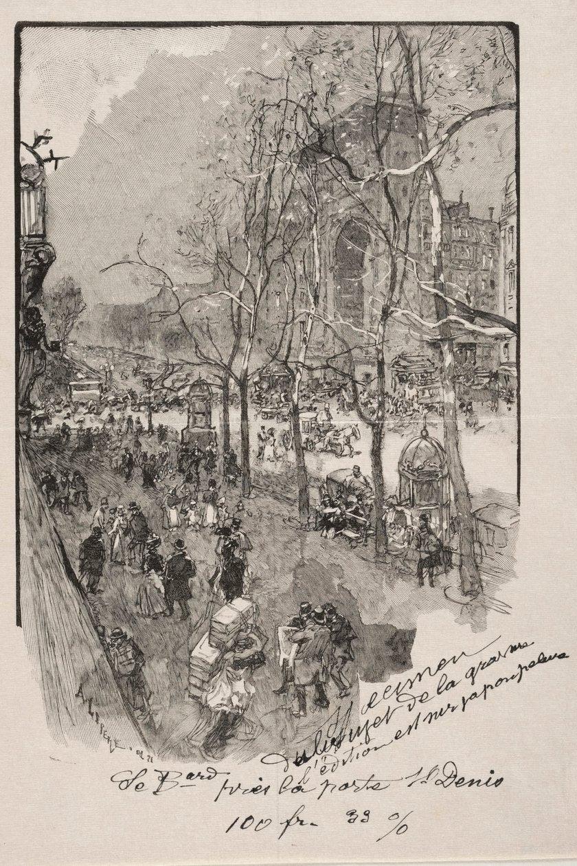 Porte St. Denis yakınlarındaki Boulevards. by Auguste Louis Lepère