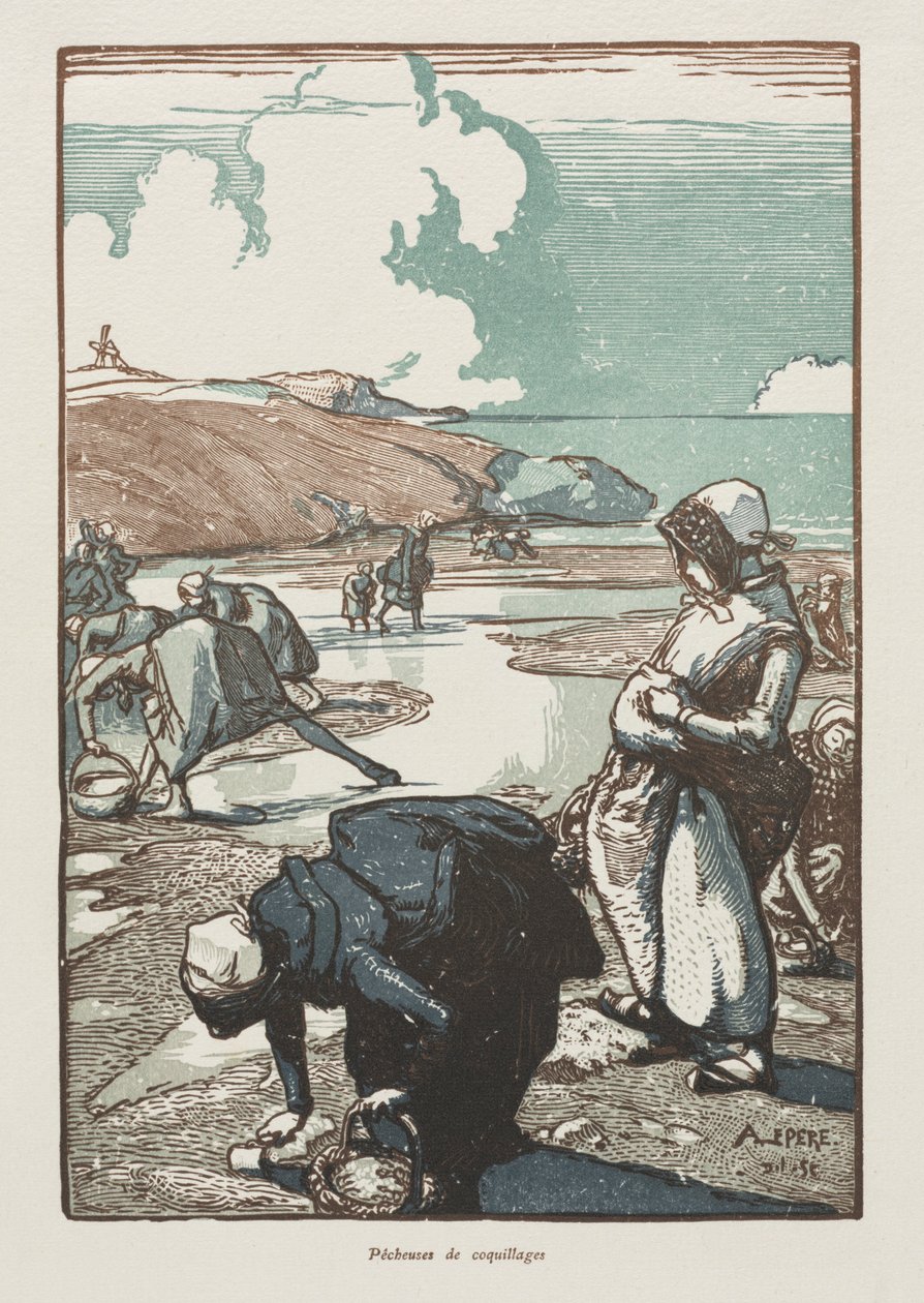 Pignon Balıkçı Kadınlar, Saint-Jean-de-Mont, 1903. by Auguste Louis Lepère