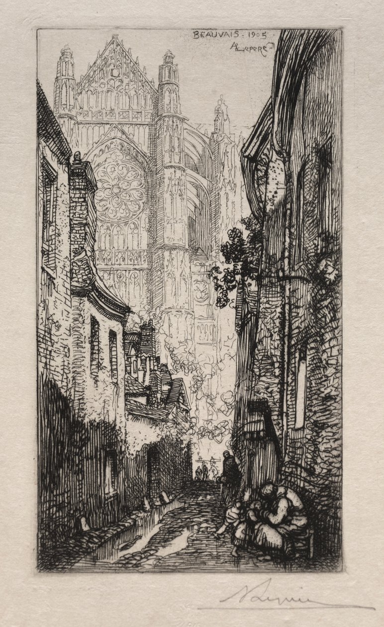 Dar Sokak, Beauvais (Bir Sokak, Beauvais) by Auguste Louis Lepère