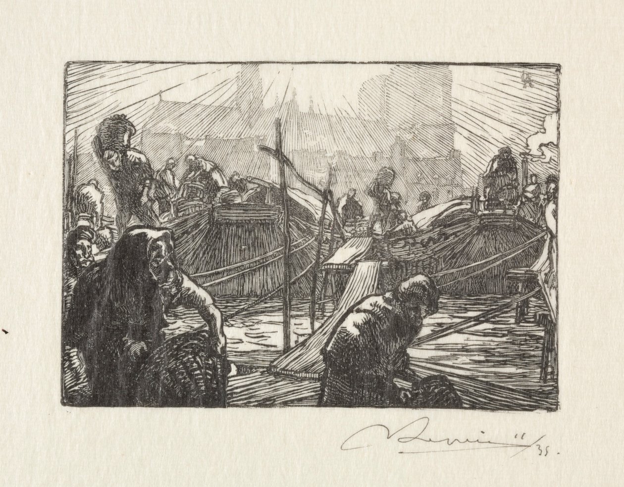 Apple Market'ten Notre Dame görüntüsü. by Auguste Louis Lepère