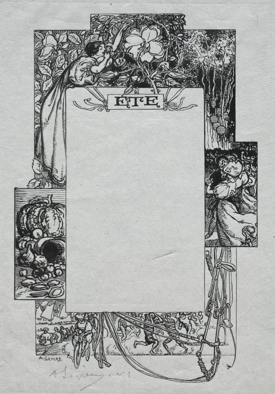 Paris Almanak, 1897: Dekoratif Bordür, Yaz, 1897. by Auguste Louis Lepère