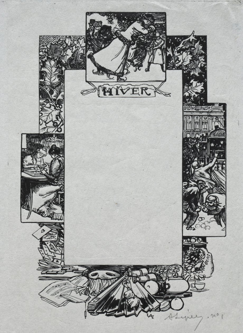 Paris Almanak, 1897: Dekoratif Bordür, Kış, 1897. by Auguste Louis Lepère