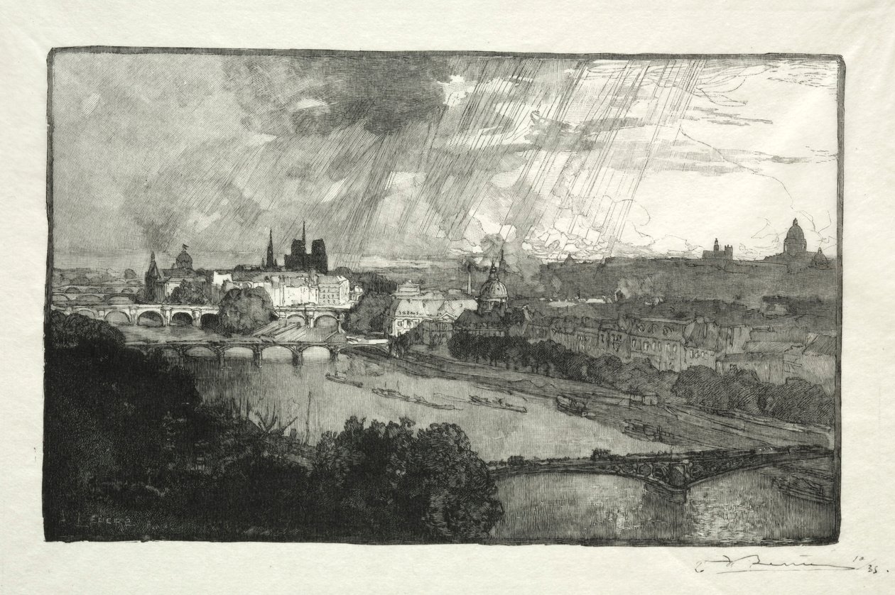 Paris, Pavillon de Flore'den, 1890. by Auguste Louis Lepère
