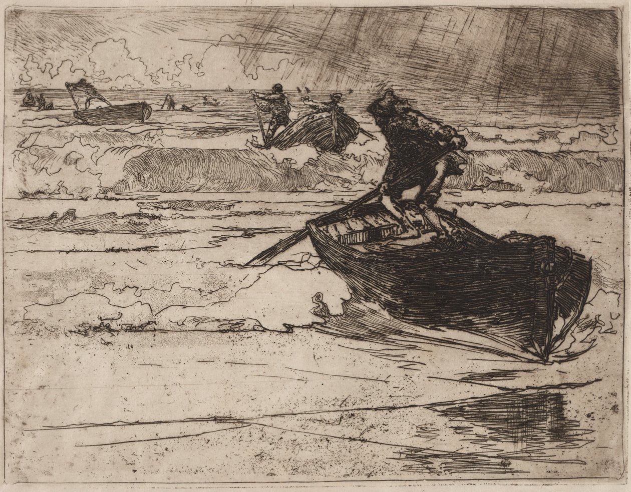 Fırtınadan Önce Kaçan Balıkçılar by Auguste Louis Lepère