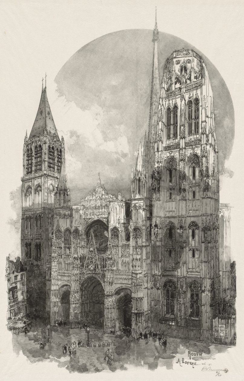 Resimli Rouen: Rouen Katedrali, 1888. by Auguste Louis Lepère