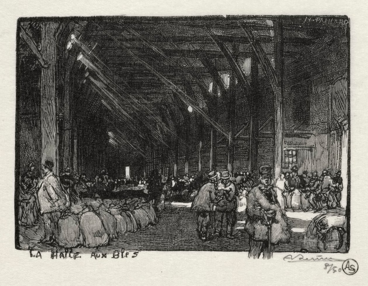 Resimli Rouen: Halle aux Bles, 1896. by Auguste Louis Lepère