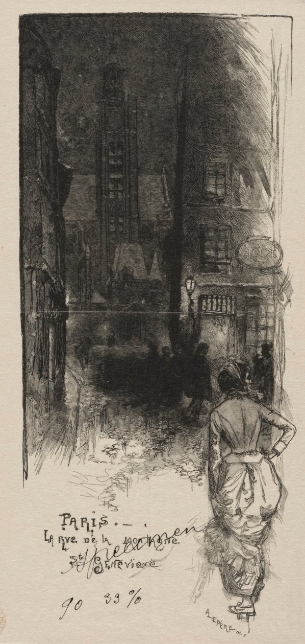 Rue de la Montagne, St. Genevieve. by Auguste Louis Lepère