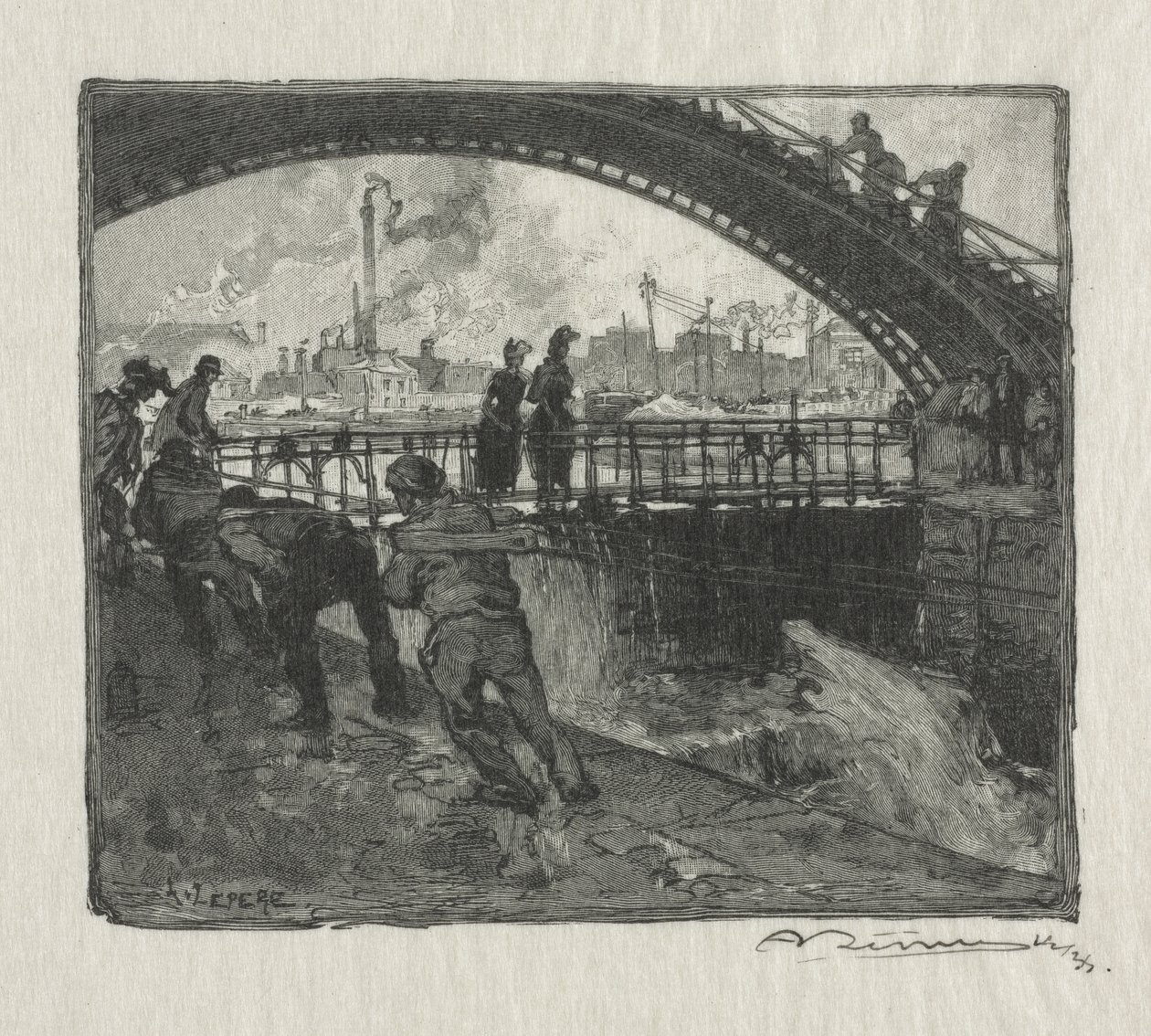 St. Martin Kanalının Kilidi by Auguste Louis Lepère