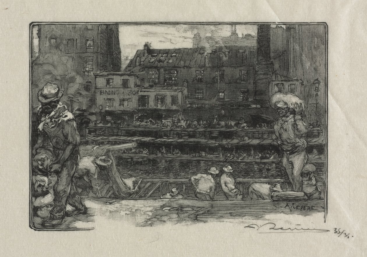 Alçı Boşaltıcılar (Canal St. Martin) by Auguste Louis Lepère