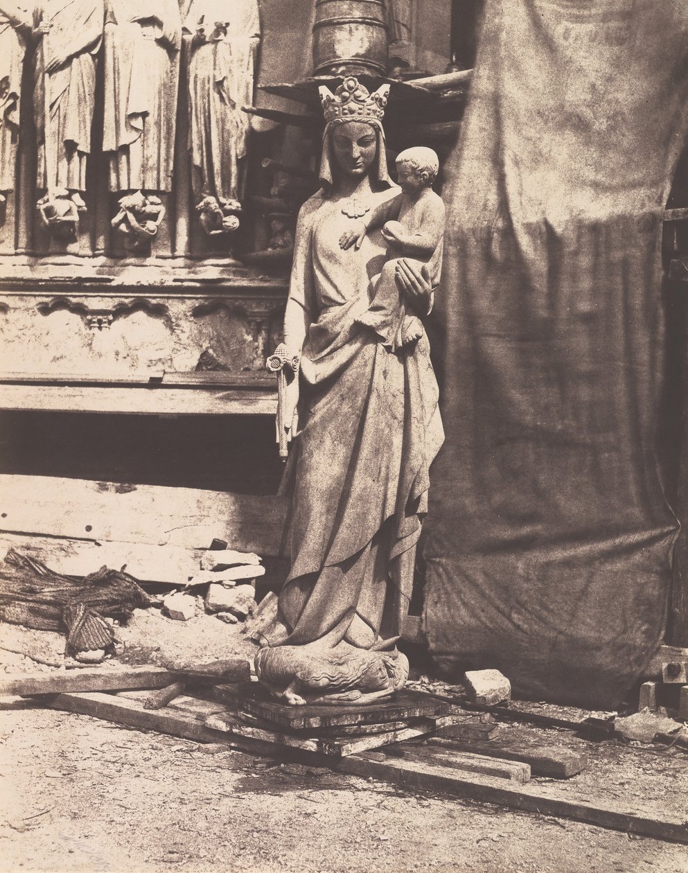 [Bakire ve Çocuk Heykeli, Notre Dame, Paris], 1853-1854. by Auguste Mestral