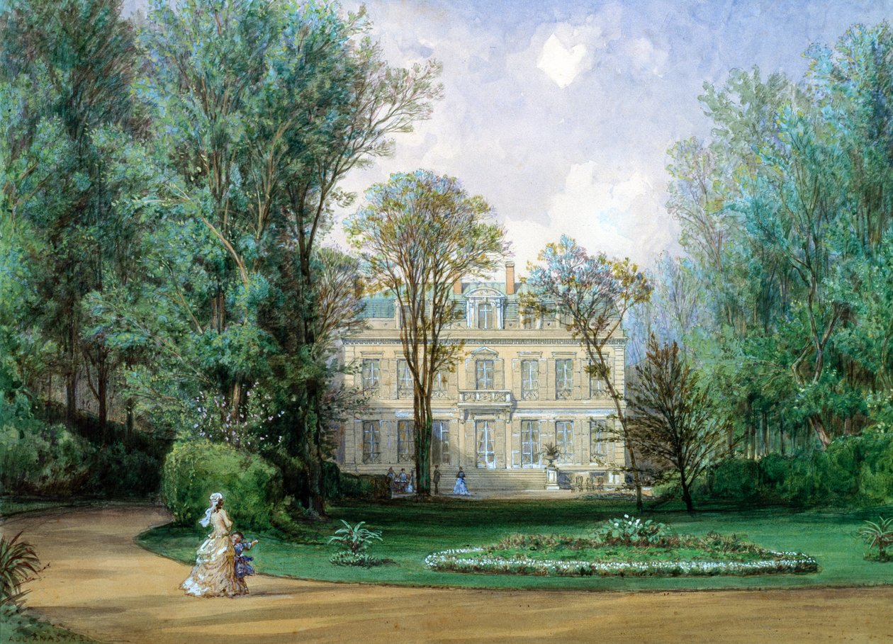 Hotel Rainbeaux, Avenue des Champs Elysees ve 57 Rue de Ponthieu, Paris, 1868 (kağıt üzerinde wc) by Auguste Paul Charles Anastasi