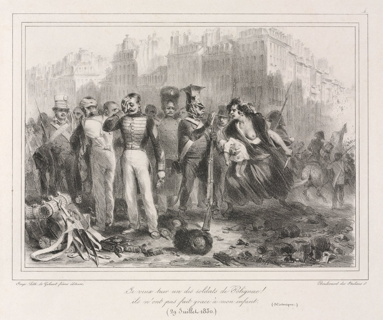 1831 Albümü: Polignacs askerlerinden birini öldürmek istiyorum. Çocuğumu esirgemediler Tarihi, 18 by Auguste Raffet