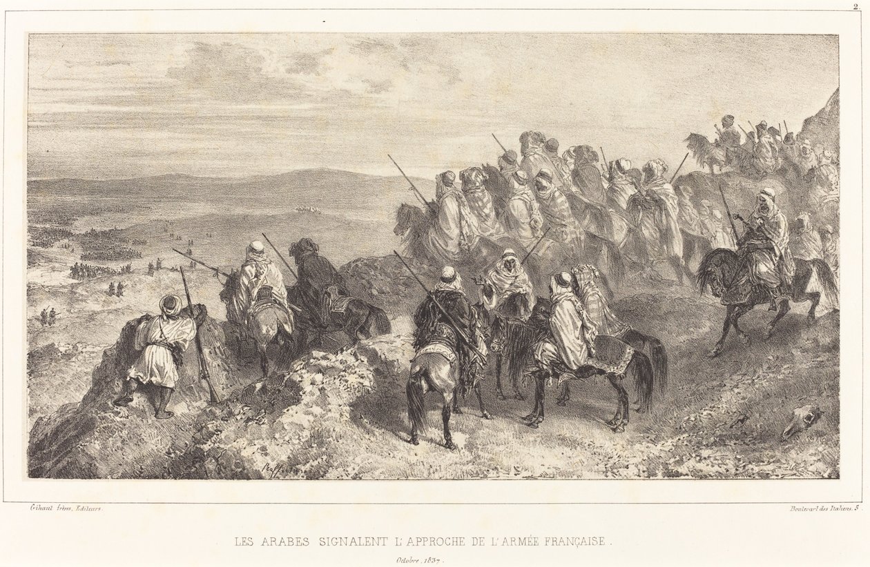 Araplar, Fransız ordusunun yaklaştığını işaret ediyor by Auguste Raffet