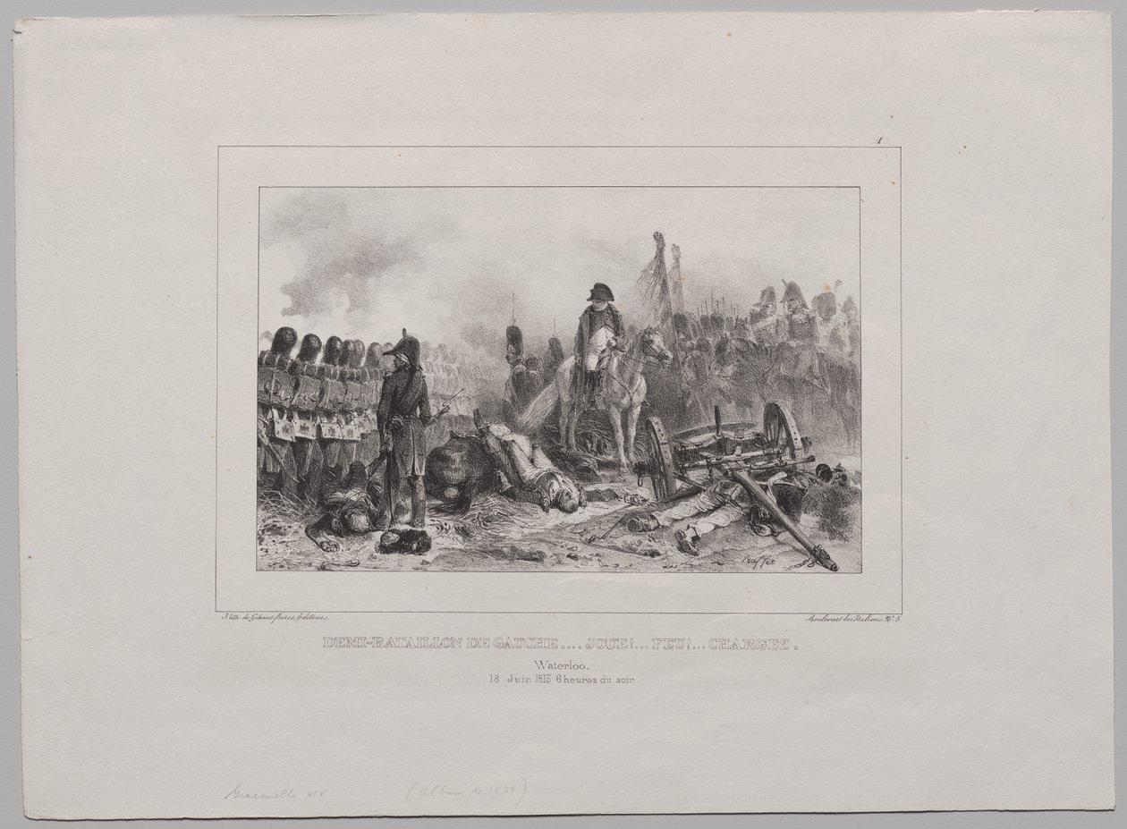 1837 Litografik Albümü: Yarım Tabur Solda… Nişan al!...Ateş!...Yükle by Auguste Raffet