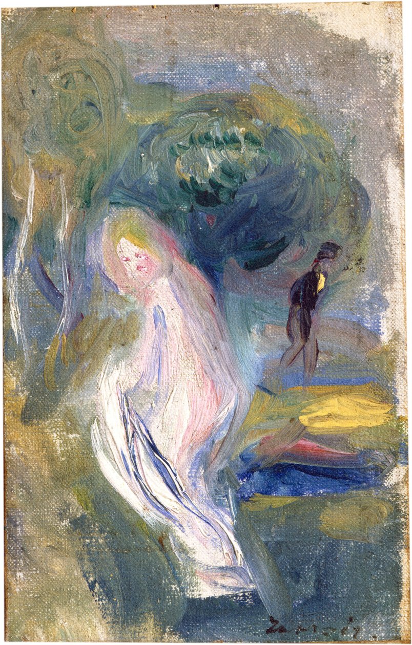Arka Planda Figürlü Çıplak by Auguste Renoir