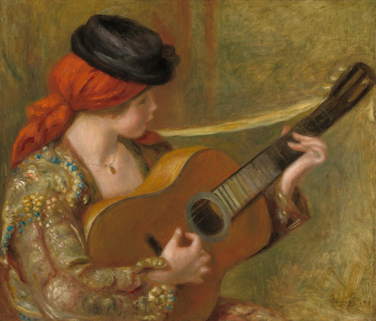 Gitarlı genç İspanyol kadın by Auguste Renoir