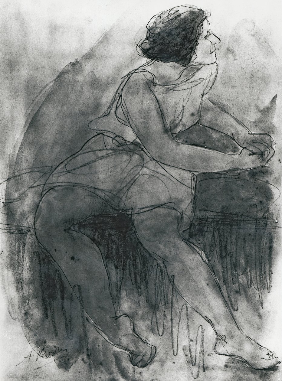 Isadora Duncan (1878-1927) (kalem ve kağıt üzerinde yıkama) by Auguste Rodin