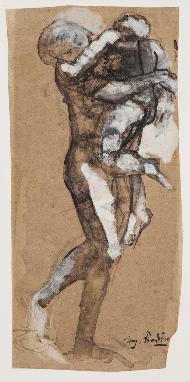 Bir erkek çocuğu taşıyan kadın by Auguste Rodin