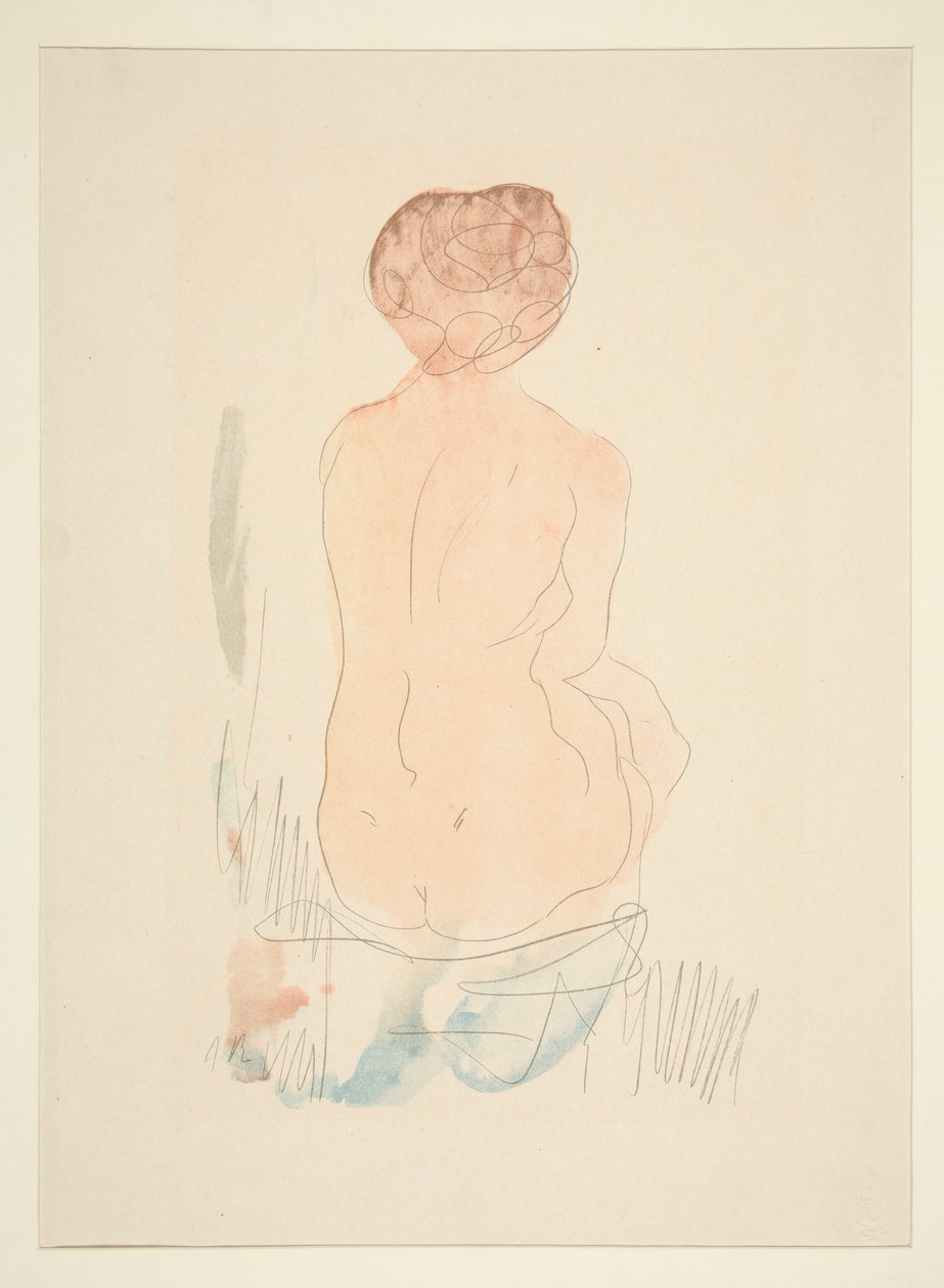 Oturan Çıplak, Arkadan Görünüş by Auguste Rodin
