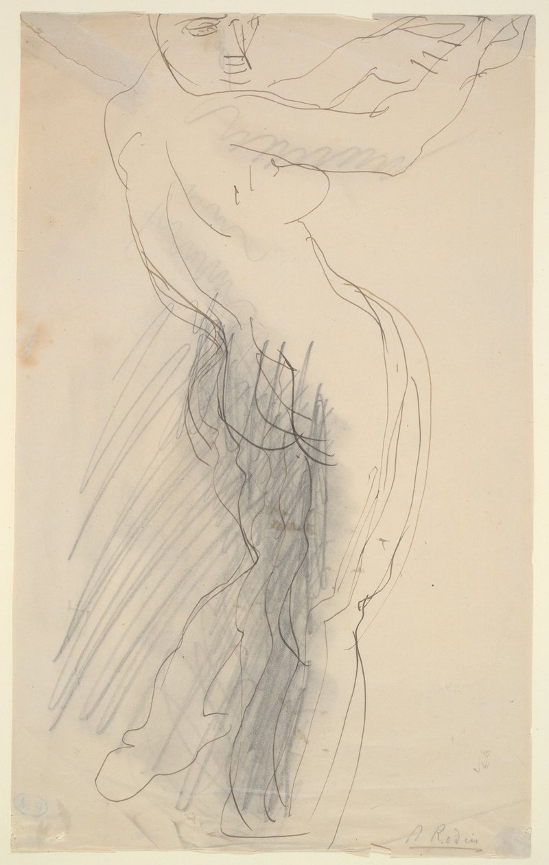 Çıplak Kadın Ayakta, Kollarını Kaldırdı by Auguste Rodin