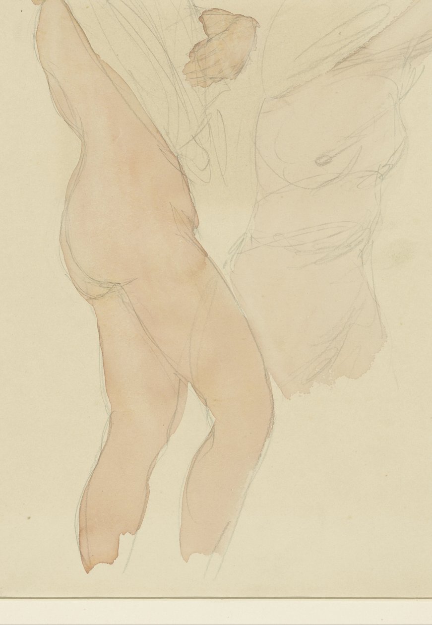 Gömleklerini çıkaran iki kadınla çalışma sayfası by Auguste Rodin