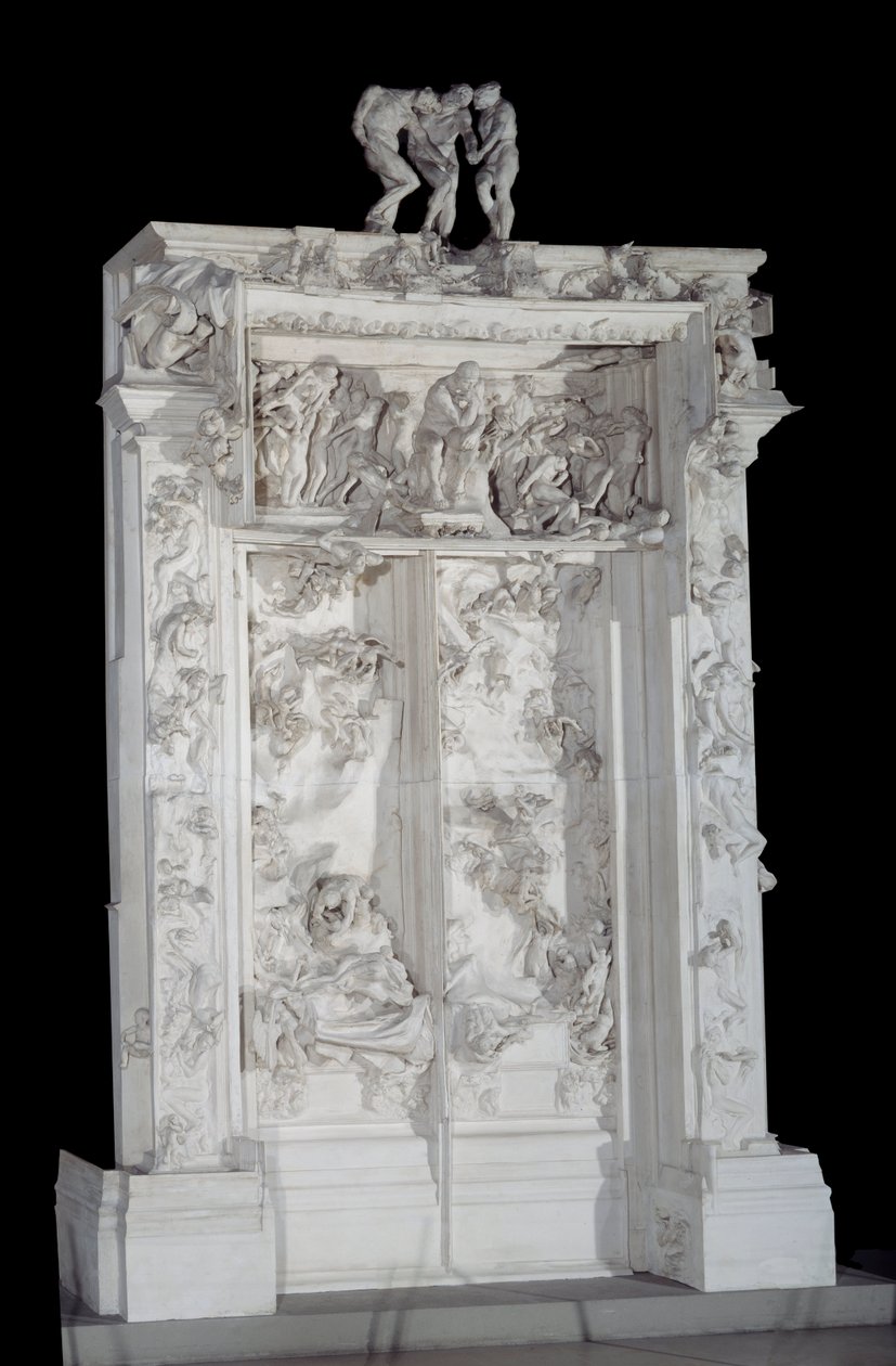 Cehenneme açılan kapı. Alçıdaki yüksek kabartma, gölgeler grubunun üstesinden gelir by Auguste Rodin