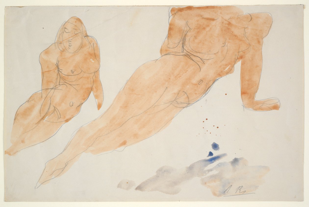 iki uzanmış nü by Auguste Rodin