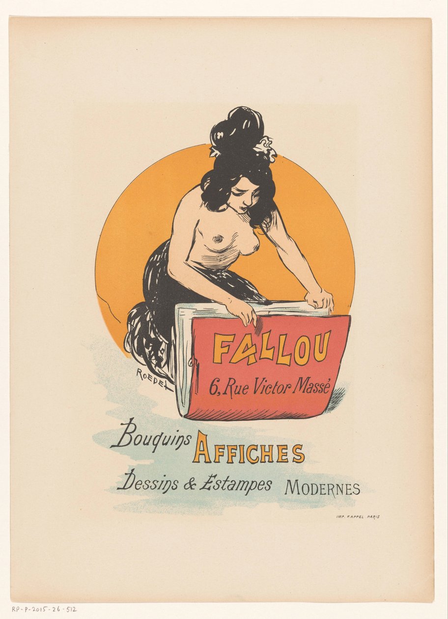 Paris'teki kitap ve matbaa Fallou için poster by Auguste Roedel