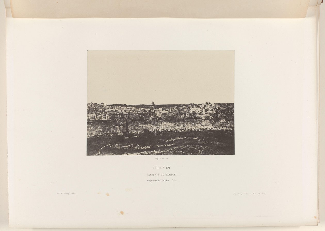 Gezicht op Jeruzalem, ommuring van de tempel ile bir araya geldi Kudüs. Tapınak muhafazası. Doğu yüzünün genel görünümü (nesne üzerindeki başlık) by Auguste Salzmann