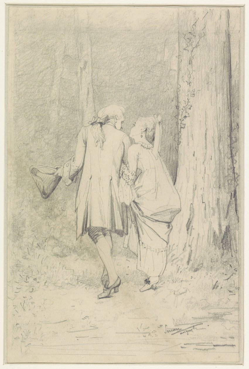 Çift ormanda yürüyüş by Auguste Serrure