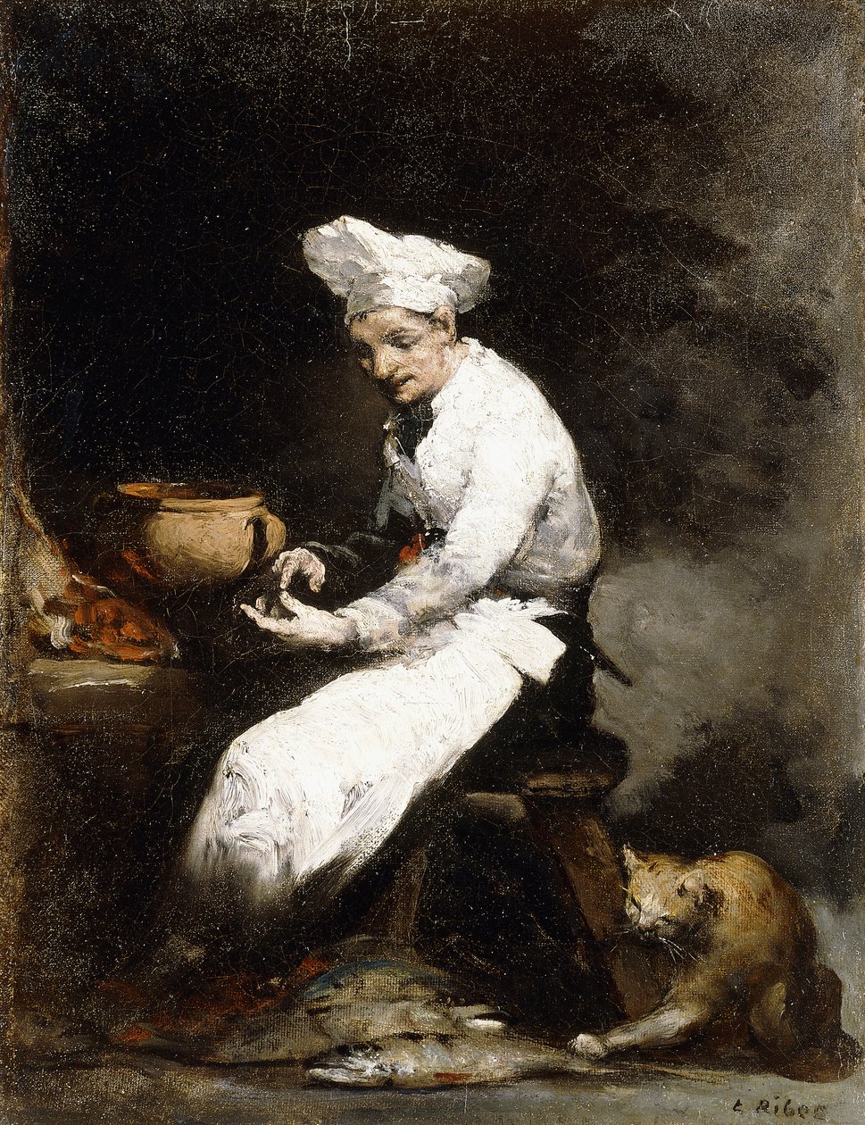 aşçı ve kedi, by Auguste Theodule Ribot