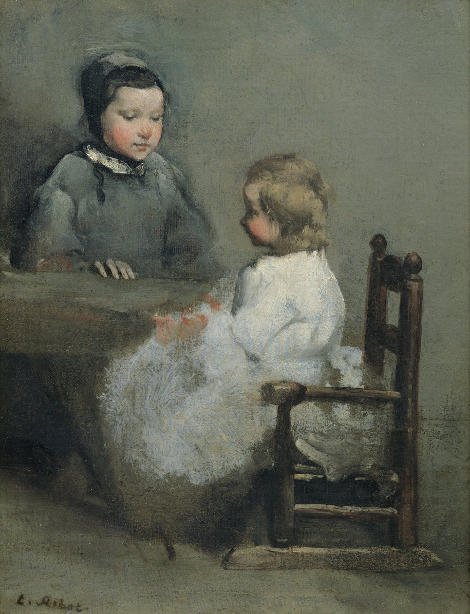 iki kız kardeş by Auguste Theodule Ribot