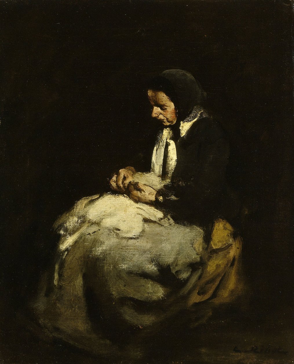 Dikiş diken kadın by Auguste Theodule Ribot