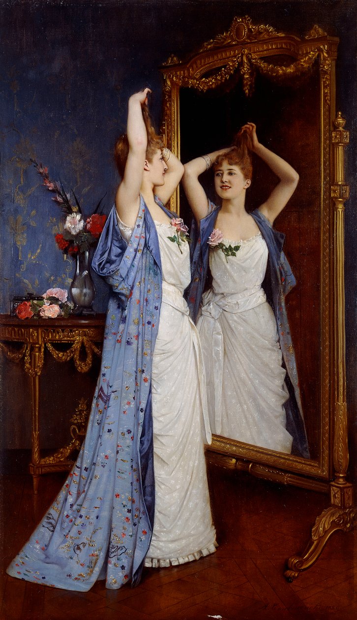 Tuvalet; Tuvalet, 1889 by Auguste Toulmouche