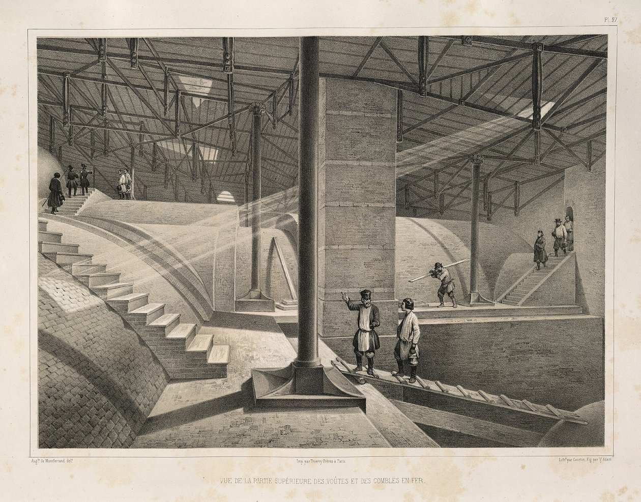 Kemerin bir parçası ve metal bir çatı Kimden: The Construction of the Saint Isaacs Katedrali, 1845 by Auguste de Montferrand