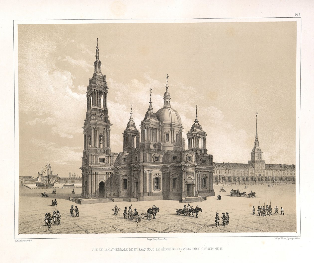 II. Catherine Zamanında Saint Isaacs Katedrali'nin Görünümü Gönderen: Saint Isaacs Katedrali'nin İnşası, 1845 by Auguste de Montferrand