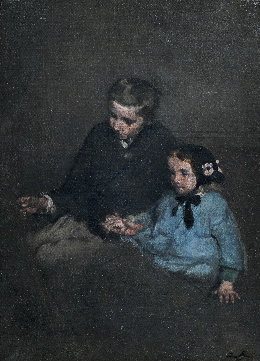 El ele tutuşan kardeş çifti by Auguste Theodule Ribot