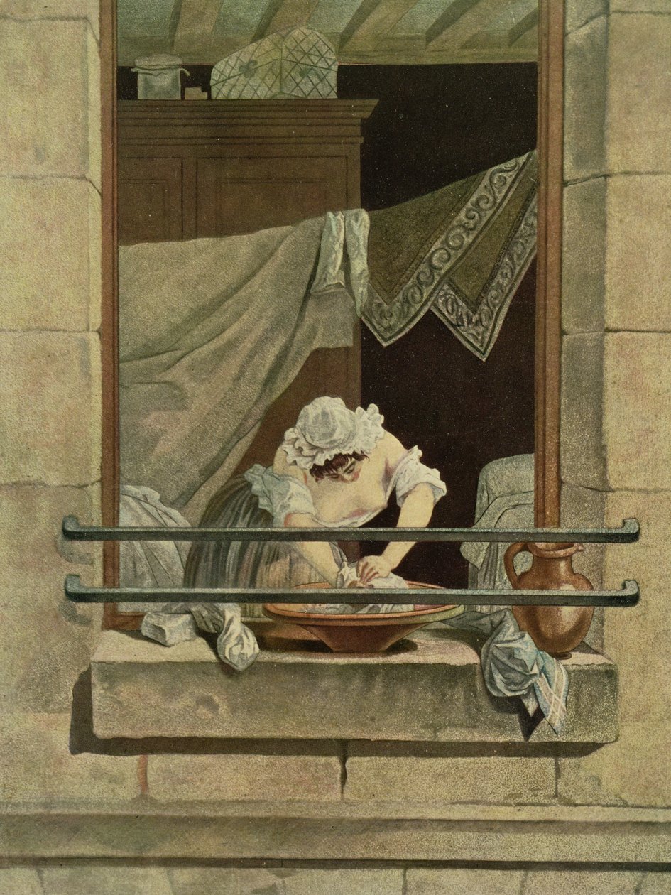 Yıkayıcı Kadın, J. Laurent Julien (c18.) ve Jean-Baptiste Morret (fl.1790-1820) tarafından oyulmuş by Augustin de Saint Aubin