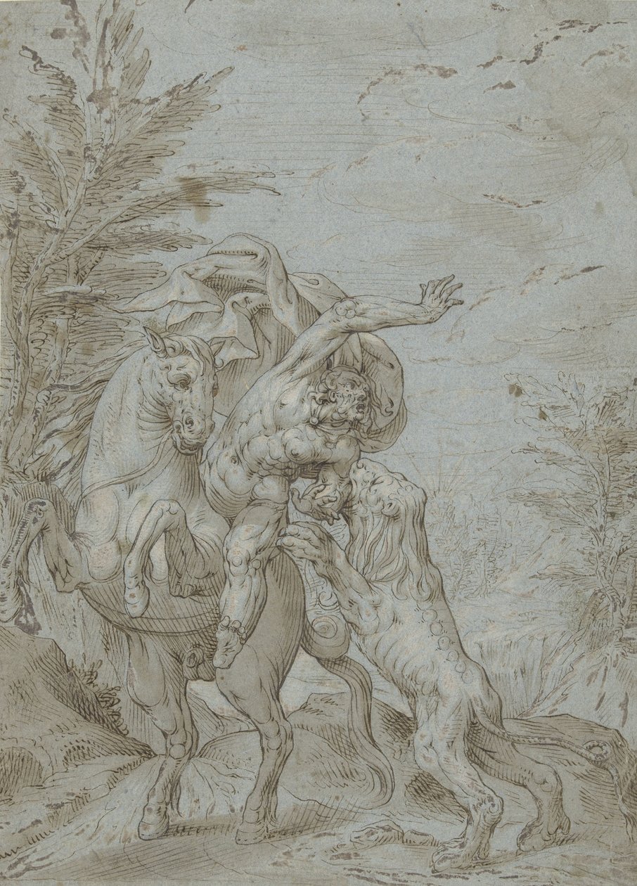 Süvari aslan tarafından saldırıya uğradı (Peygamber Balam?) by Augustin Braun (possibly)