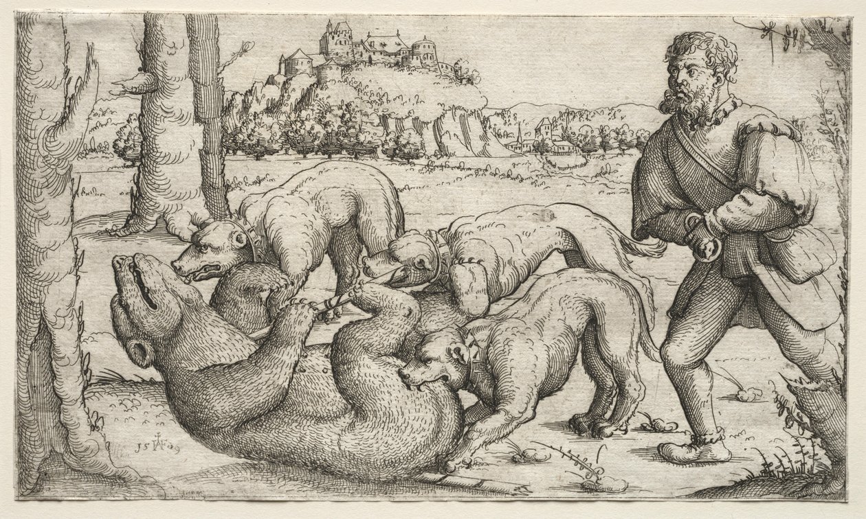 Ayı Avı, 1569. by Augustin Hirschvogel